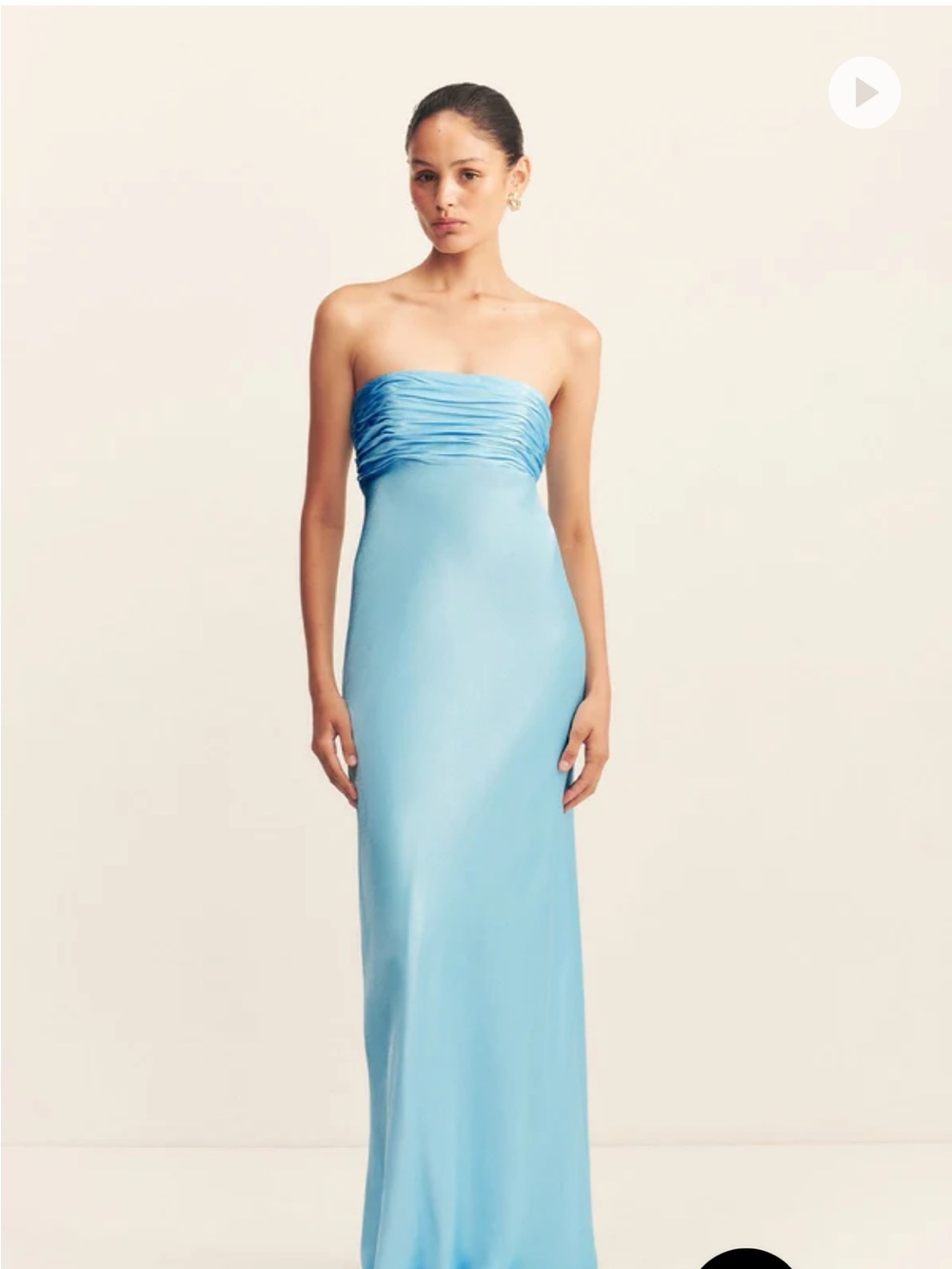 Shona Joy Strapless Sky Blue Satin Gown